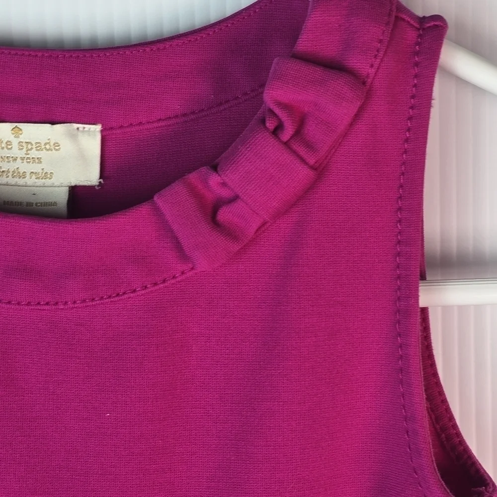 Kate Spade Girls Magenta Pink Bow Neck Peplum Sleeveless Top Size Small